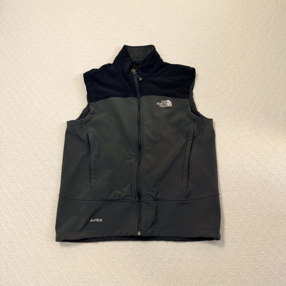 The North Face Apex Bionic Softshell Vest Mens M Black Charcoal Grey Full Zip